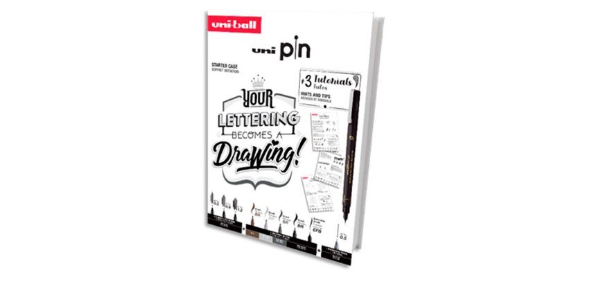 Set iniciacion uniball pin lettering starter nº2 blister de 8 rotuladores + 1 portaminas