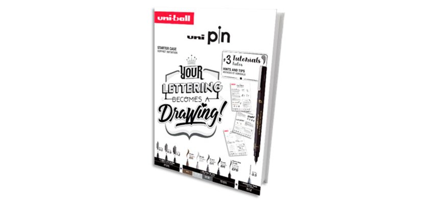 Set iniciacion uniball pin lettering starter nº2 blister de 8 rotuladores + 1 portaminas