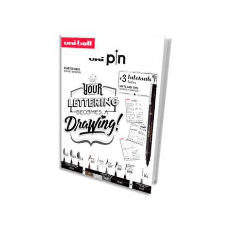 Set iniciacion uniball pin lettering starter nº2 blister de 8 rotuladores + 1 portaminas