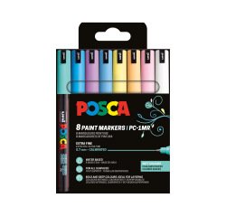 Rotulador uni posca pc-1m marcador de pintura punta extrafina 0,7 mm blister de 8 unidades colores pastel