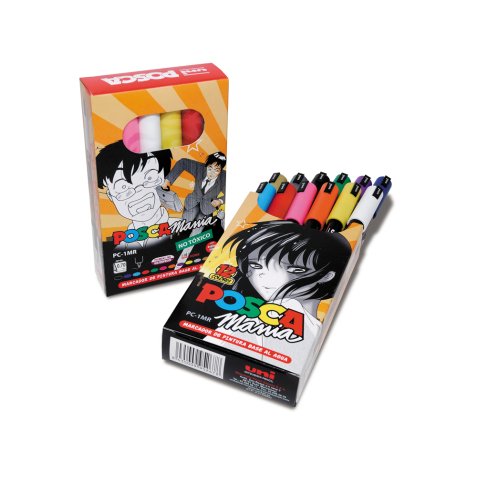 Rotulador uni posca mania pc-1mr marcador de pintura punta extrafina 0,7mm caja de 12 unidades colores surtidos