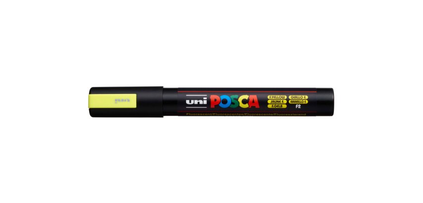 Rotulador uni posca pc-5m marcador de pintura punta conica 1,8-2,5 mm amarillo fluorescente