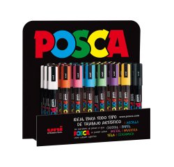Rotulador uni posca pc-5m/3d marcador de pintura punta conica 1,8-2,5 mm expositor de 36 unidades colores