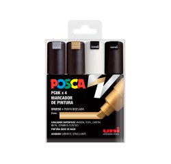 Rotulador uni posca pc-8k/4c marcador de pintura punta biselada 8 mm blister de 4 unidades colores surtidos