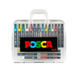 Rotulador uni posca marcador de pintura punta conica maletin pvc de 20 unidades colores surtidos