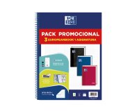 Cuaderno espiral oxford ebook 1 school tapa extradura din a4+ 80h cuadro 5 mm pack de 3 unidades colores surtidos