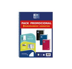 Cuaderno espiral oxford ebook 1 school tapa extradura din a4+ 80h cuadro 5 mm pack de 3 unidades colores surtidos