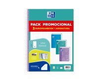 Cuaderno espiral oxford ebook 1 touch tapa extradura din a4+ 80h cuadro 5 mm pack de 3 unidades colores pastel