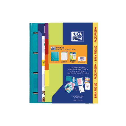 Carpeta con recambio oxford ebinder l&g vivos din a4+ 4 anillas 35 mm recambio 80 h cuadro 5 mm + juego 5