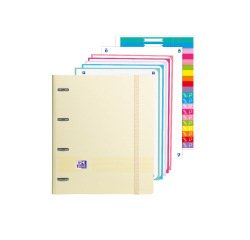 Carpeta con recambio oxford ebinder l&g pastel din a4+ 4 anillas 35 mm recambio 80 h cuadro 5 mm + juego 5