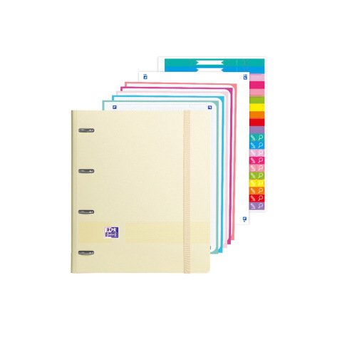 Carpeta con recambio oxford ebinder l&g pastel din a4+ 4 anillas 35 mm recambio 80 h cuadro 5 mm + juego 5
