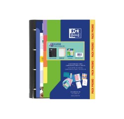 Pack carpeta con recambio oxford ebinder school + recambio 4 anillas 80 hojas + juego 5 separadores cartulina