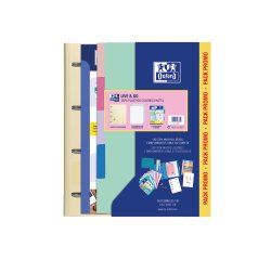 Pack carpeta con recambio oxford ebinder l&g pastel + recambio 4 anillas 80 h + juego 5 separadores