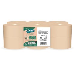 Papel higienico amoos naturally jumbo professional 2 capas pasta cruda paquete de 12 rollos 120 m