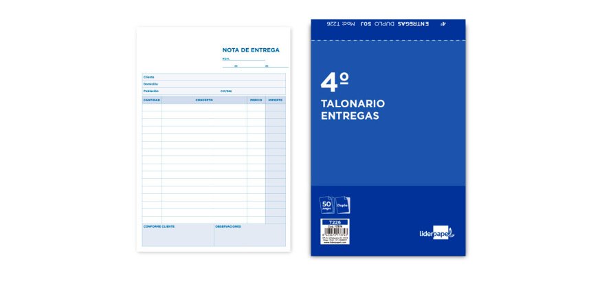 Talonario liderpapel entregas cuarto original y copia t226