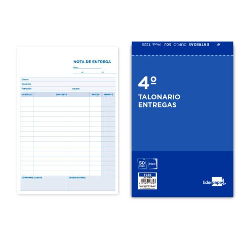 Talonario liderpapel entregas cuarto original y copia t226