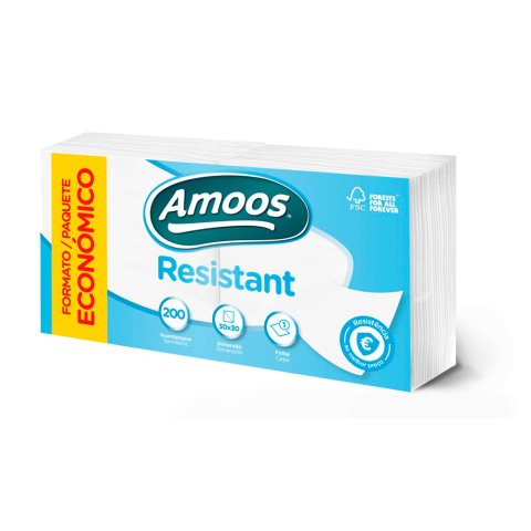 Servilleta amoos resistant 1 capa color blanco 30x30 cm paquete de 200 unidades