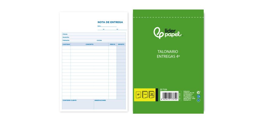 Talonario liderpapel entregas cuarto original y 2 copias t326