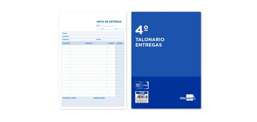 Talonario liderpapel entregas cuarto original y 2 copias t326
