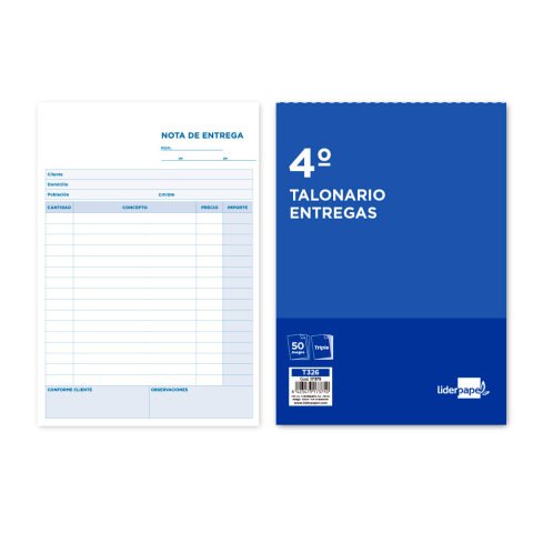 Talonario liderpapel entregas cuarto original y 2 copias t326