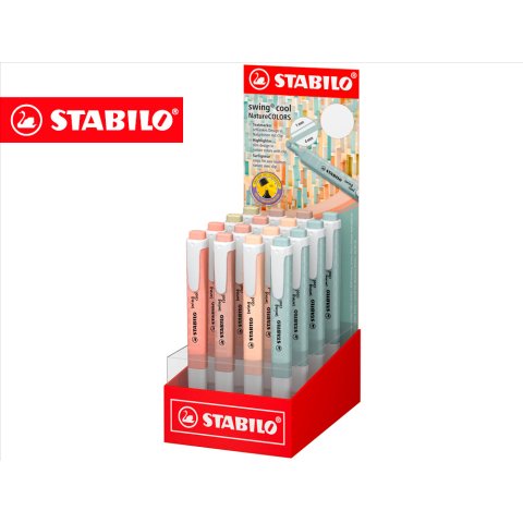 Rotulador stabilo fluorescente fino swing cool nature colors expositor de 16 unidades colores surtidos