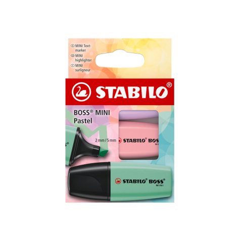 Rotulador stabilo boss fluorescente mini pastel estuche de 3 unidades colores surtidos