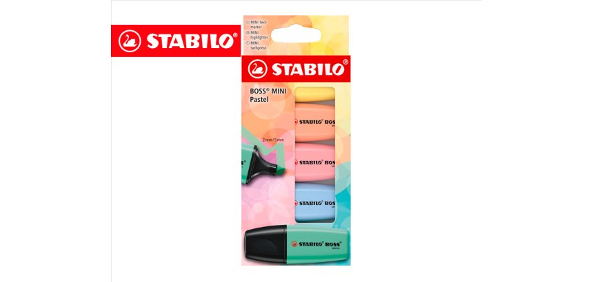 Rotulador stabilo boss fluorescente mini pastel estuche de 5 unidades colores surtidos