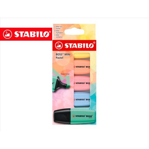 Rotulador stabilo boss fluorescente mini pastel estuche de 5 unidades colores surtidos