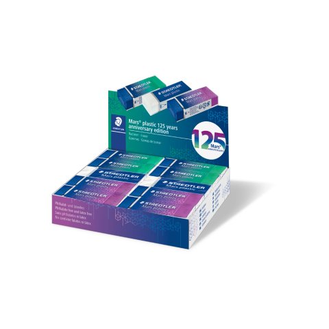 Goma de borrar staedtler mars plastic 125 aniversario 526/50 caja de 20 unidades