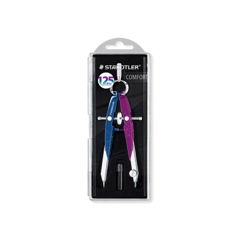 Compas staedtler micrometrico mars 556 azul/lila con husillo y rueda central