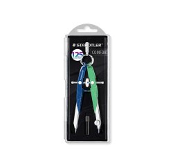 Compas staedtler micrometrico mars 556 azul/verde con husillo y rueda central