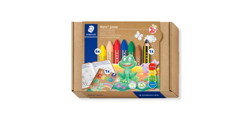 Set de dibujo staedtler noris junior mixto lapices de cera actividades infantiles 8 piezas