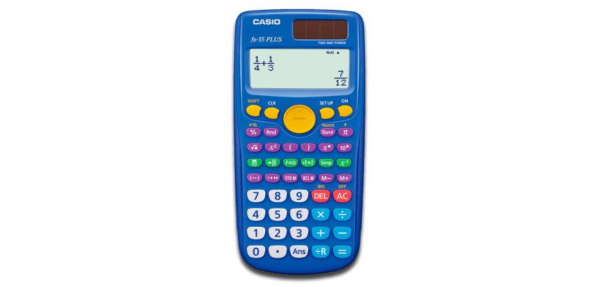 Calculadora casio fx-55 plus cientifica 240 funciones pantalla de cuatro lineas solar y pila