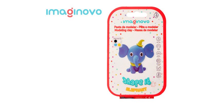 Pasta para modelar imaginovo de secado al aire set de colores surtidos con instrucciones elefante