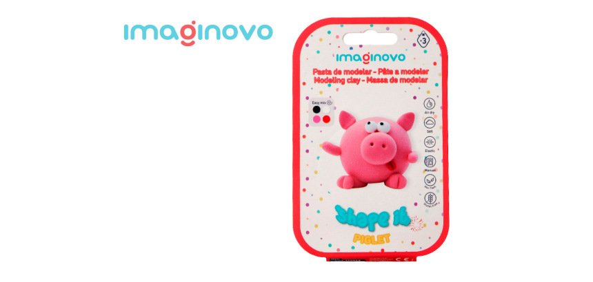 Pasta para modelar imaginovo de secado al aire set de colores surtidos con instrucciones cerdito
