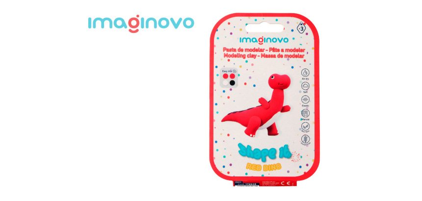 Pasta para modelar imaginovo de secado al aire set de colores surtidos con instrucciones dinosaurio rojo