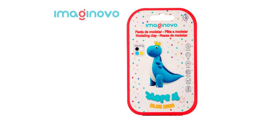 Pasta para modelar imaginovo de secado al aire set de colores surtidos con instrucciones dinosaurio azul