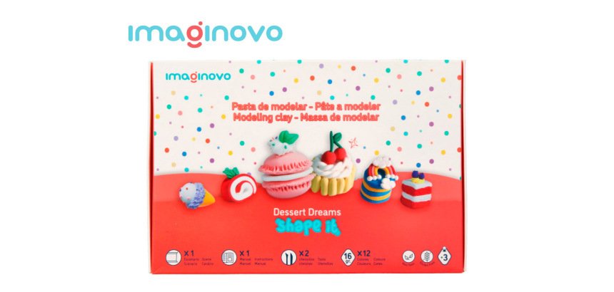 Pasta para modelar imaginovo de secado al aire set de 12 colores shape it dessert dream herramientas e instrucciones