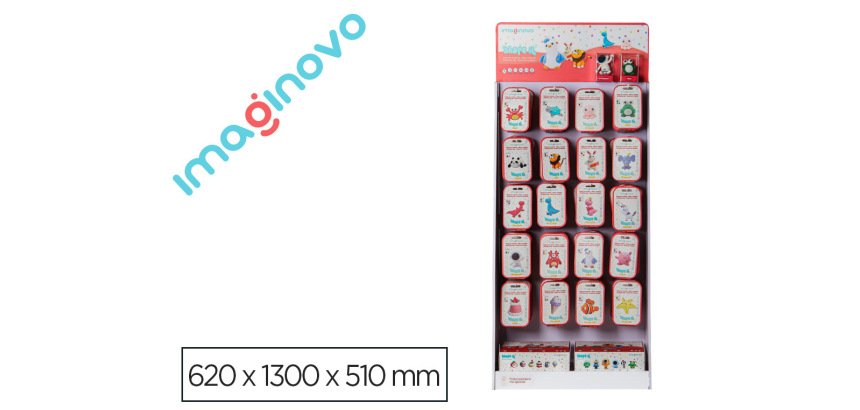 Expositor pasta para modelar imaginovo de secado al aire set de colores con 20 ganchos 64 unidades 620x1300x500 mm