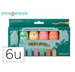 Rotulador imaginovo fluorescente safari glow pastel animales caja 6 unidades surtidas