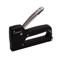 Grapadora q-connect clavadora manual ligera con cuerpo de plastico resistente color negro usa grapas 23/6-8
