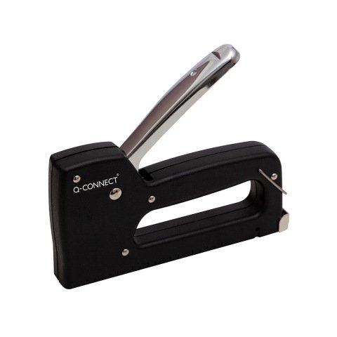 Grapadora q-connect clavadora manual ligera con cuerpo de plastico resistente color negro usa grapas 23/6-8