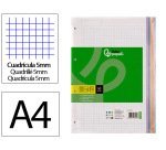 Recambio liderpapel a4 120 hojas 90gr cuadro 5 mm 4 taladros bandas de 5 colores pasteles