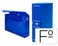 Caja archivo definitivo plastico liderpapel lomo 100 mm azul 360x100x260 mm