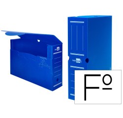 Caja archivo definitivo plastico liderpapel lomo 100 mm azul 360x100x260 mm