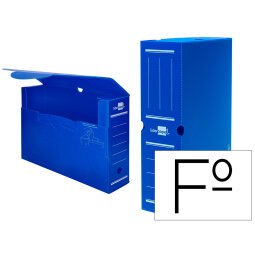 Caja archivo definitivo plastico liderpapel lomo 100 mm azul 360x100x260 mm