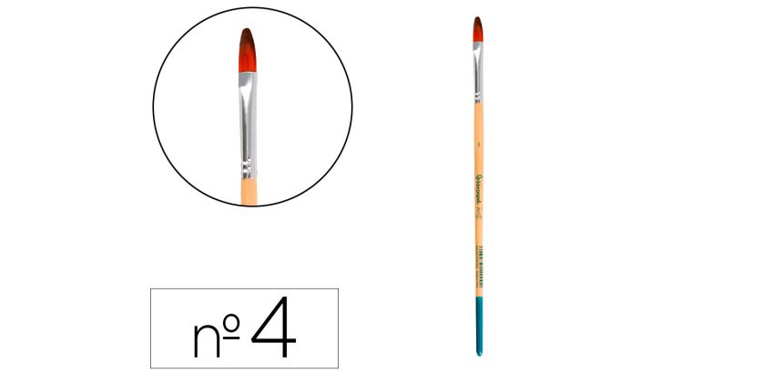 Pincel para pintura acrilica y acuarela liderpapel n 4 punta filbert / lengua gato de pelo sintetico certificado