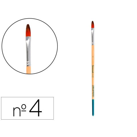 Pincel para pintura acrilica y acuarela liderpapel n 4 punta filbert / lengua gato de pelo sintetico certificado