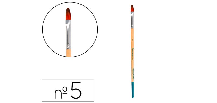Pincel para pintura acrilica y acuarela liderpapel n 5 punta filbert / lengua gato de pelo sintetico certificado