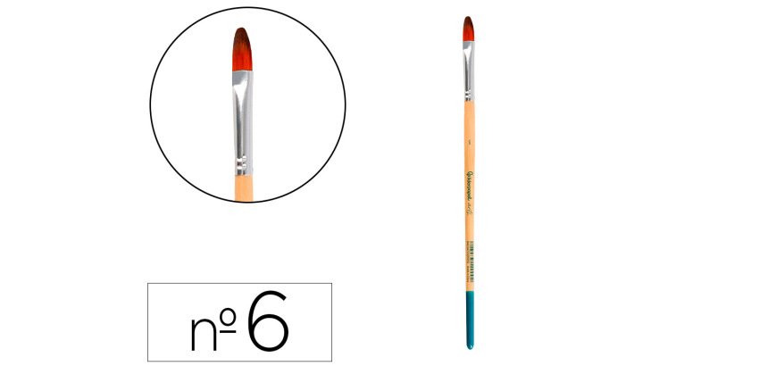 Pincel para pintura acrilica y acuarela liderpapel n 6 punta filbert / lengua gato de pelo sintetico certificado